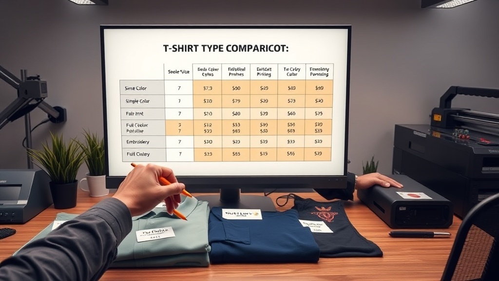טבלת השוואת מחירים – הדפסת לוגו על חולצות